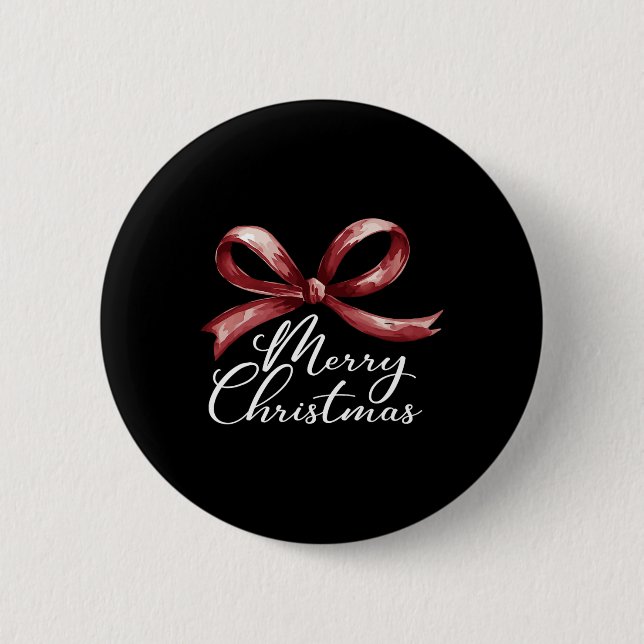 God jul Red Coquette Bow Merry and Bright Knapp (Framsida)