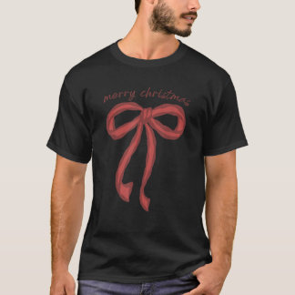 God jul Red Coquette Bow Merry and Bright T Shirt
