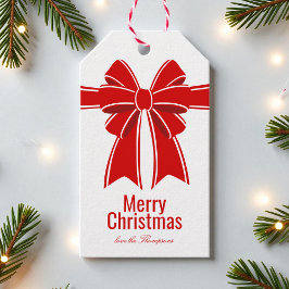 God jul Red Coquette Bow Personlig Namn Presentetikett