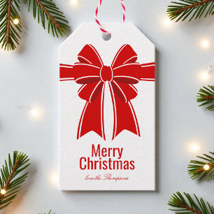 God jul Red Coquette Bow Personlig Namn Presentetikett