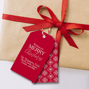God jul Red Cute Festive Simple Snowflake Presentetikett