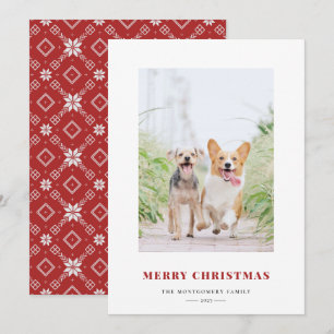 God jul Red Fair Isle Photo Julkort