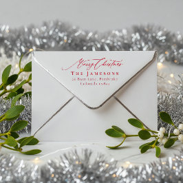 GOD JUL Red Family Namn Returadress Självfärgande Stämpel