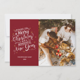 God jul Red Family Photo Helgdag Card Julkort