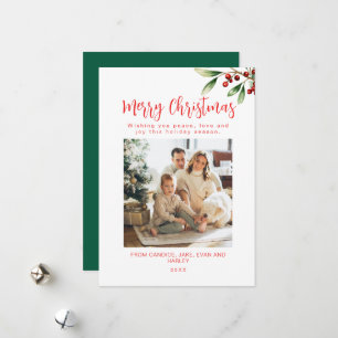 God jul Red Family Photo Helgdag Card Julkort