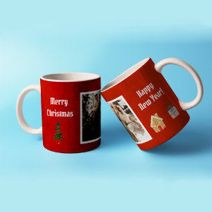 God jul Red Family Photo Kaffemugg