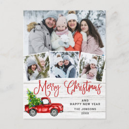 God jul Red Farm Lastbil 4 Photo Vykort