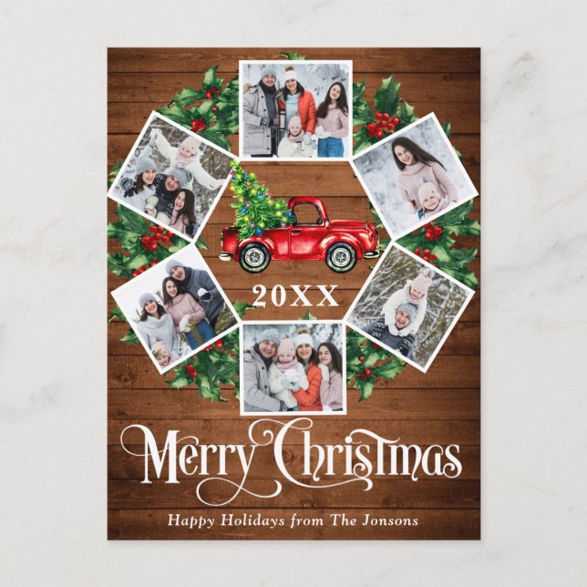 God jul Red Farm Lastbil 6 Photo Vykort (Framsida)