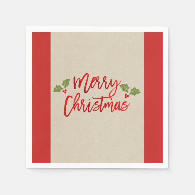 God jul Red Faux Foil Modern Script Kraft Pappersservett (Framsidan)