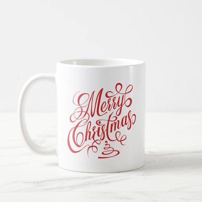 God jul Red Finare Cursive Typography Kaffemugg (Vänster)