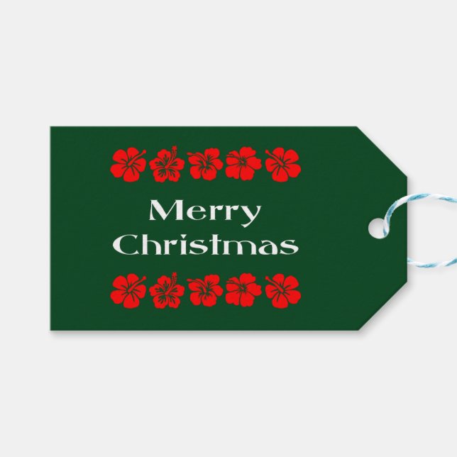 God jul Red Flower Bands Färg Presentetikett (Framsidan (Horisontell))