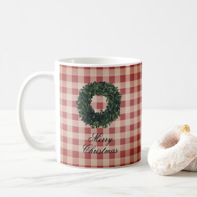 God jul Red Gingham Plägger andeandan Kaffemugg (Med munk)