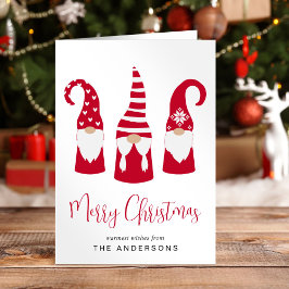 God jul Red Gnomes Helgdag Card Helgkort