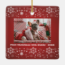 God jul red Gott nytt år + Family Photo Julgransprydnad Keramik