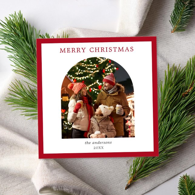 God jul Red Gräns - minimalistiskt bågfoto Julkort (Skapare uppladdad)