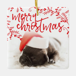 god jul Red Grenar Anpassningsbar Pet Photo Julgransprydnad Keramik