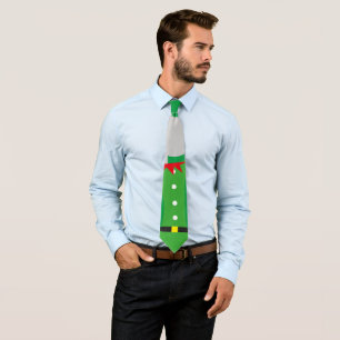 god jul red grönt elf-tecken slipsar
