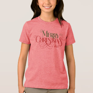 God jul Red Grönt Festive Retro Typography T Shirt