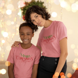 God jul Red Grönt Festive Retro Typography T Shirt