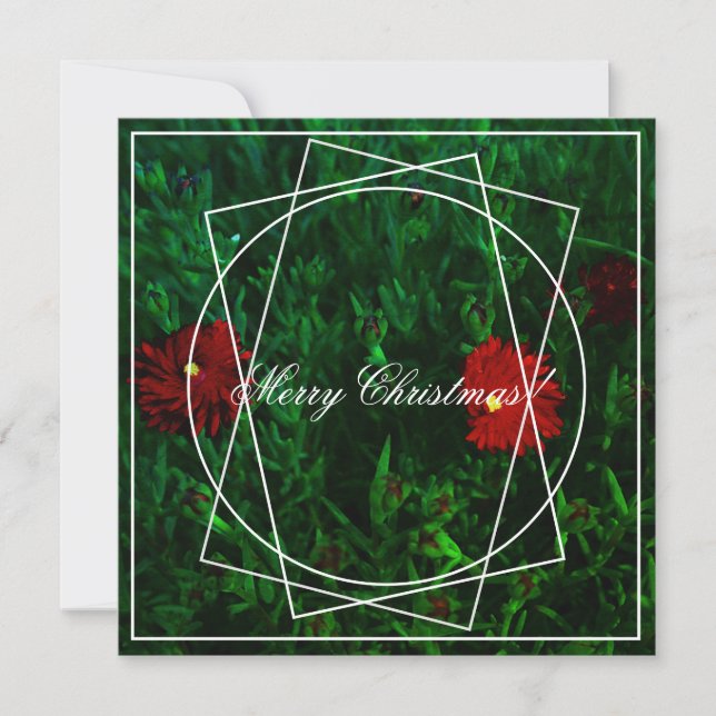 God jul Red Grönt Flowers Greeting Card Julkort (Framsida)