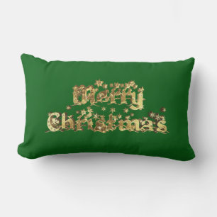 God jul Red Grönt Guld Star Typography Lumbarkudde