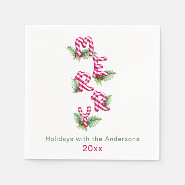 God jul Red Grönt Julfest Pappersservett (Framsidan)