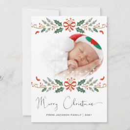 God jul Red Grönt Modern Photo Julkort