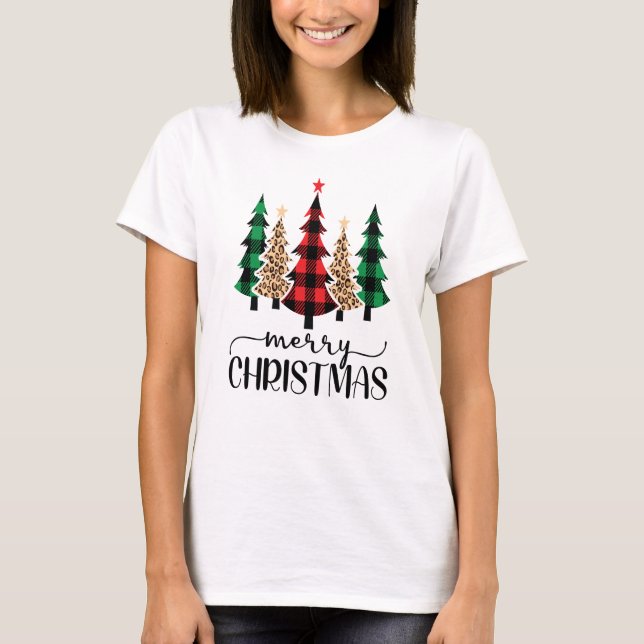 God jul Red Grönt och Black Play Träd T Shirt (Framsida)