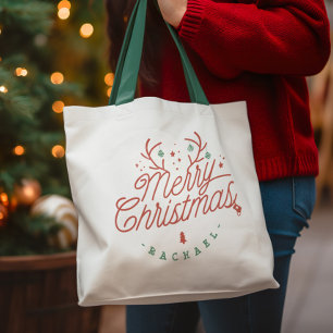 God jul Red Grönt Personlig Reindeer Tygkasse