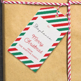 God jul Red Grönt Rand Gift Märkre Presentetikett