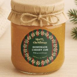God jul Red & Grönt Rand Homemade Gift Runt Klistermärke