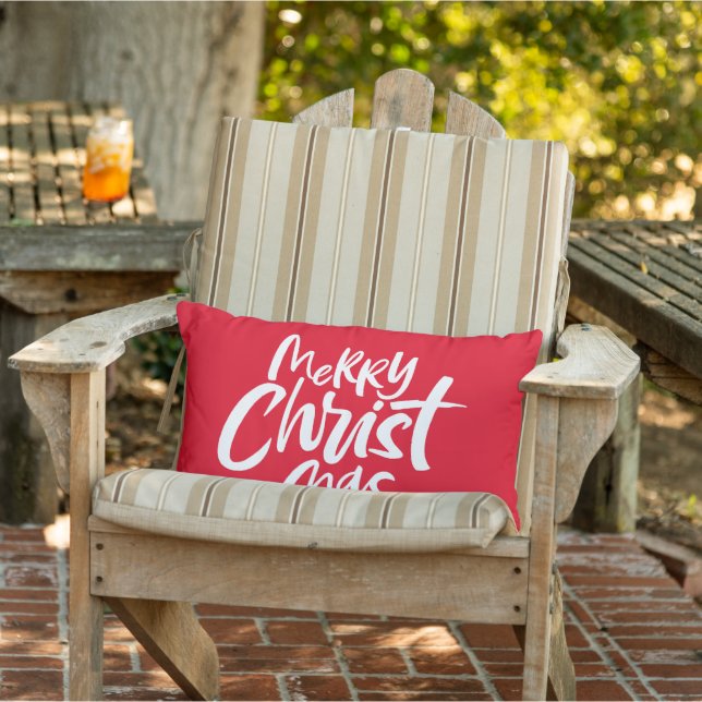 God jul Red Grönt Religiösa Lettering Lumbarkudde (Stol)