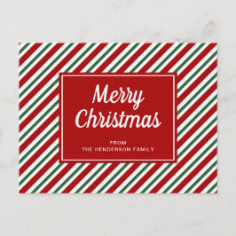 God jul Red Grönt Stripe Mönster Vykort