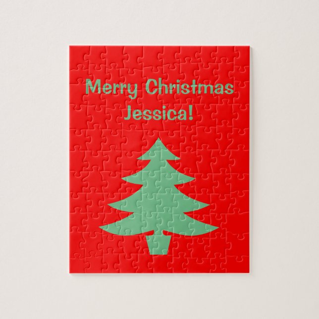 God jul Red Grönt Träd 4Jessica Pussel (Vertikal)