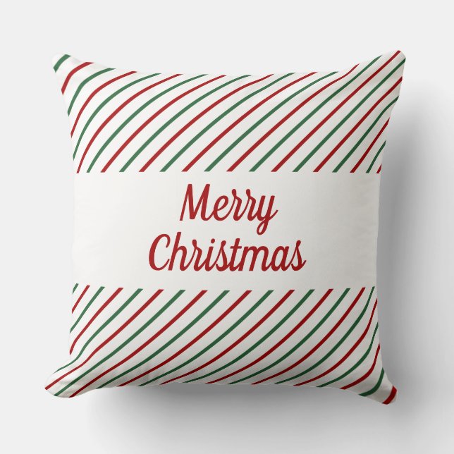 God jul Red Grönt White Stripe Kudde (Framsida)