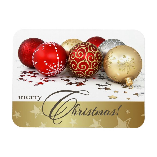 God Jul. Red Guld Baubles Gift Magnet (Horisontell)