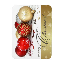 God Jul. Red Guld Baubles Gift Magnet