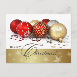 God Jul. Red Guld Baubles Helg Vykort