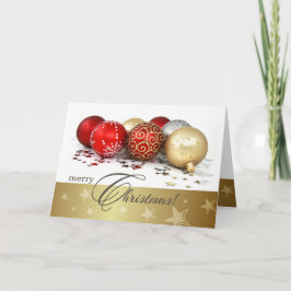 God Jul. Red Guld Baubles Helgkort