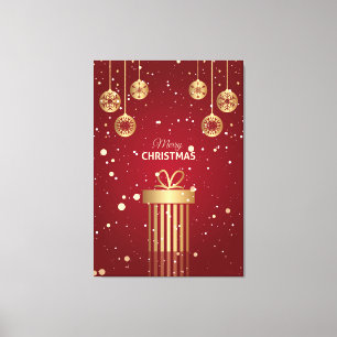 God jul Red Guld Gift Dekoration Snö Canvastryck