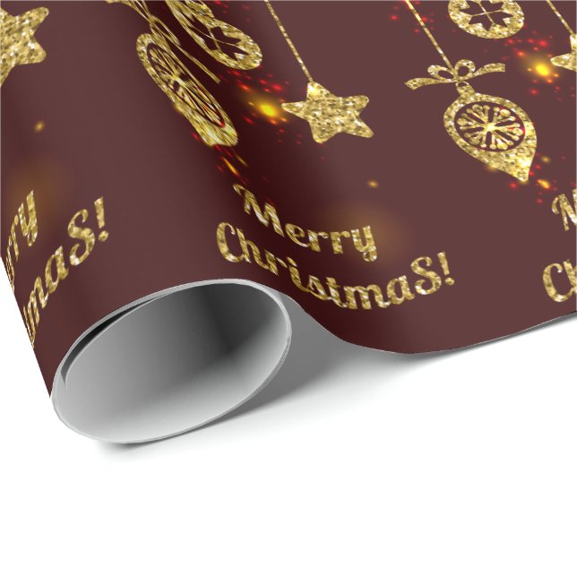 God jul Red Helgdag Glitter mousserande Presentpapper (Rullad Hörn)