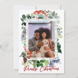 God jul Red Holly Framed Photo Helgdag Car Julkort