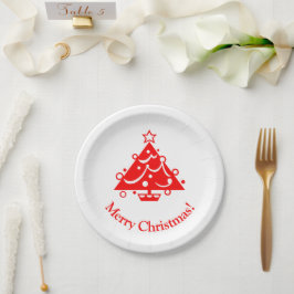 God jul Red Julafton Träd Helgdag Papper Plate
