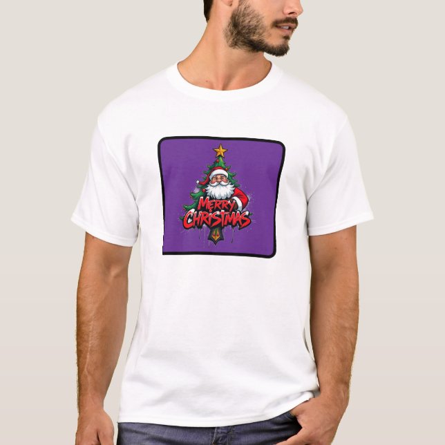 God jul Red Jultomten Julgran T Shirt (Framsida)