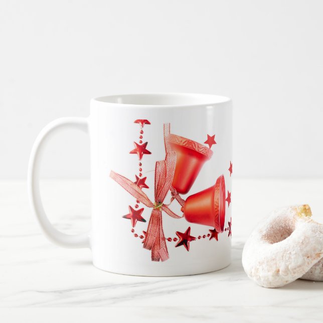 god jul Red Klockor dekoration med text Kaffemugg (Med munk)