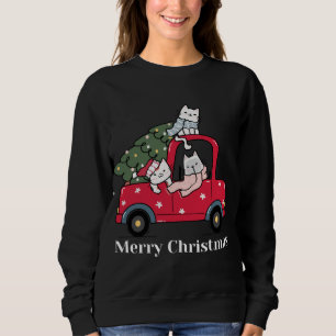 God jul Red Lastbil Cat Lover Pajama T Shirt
