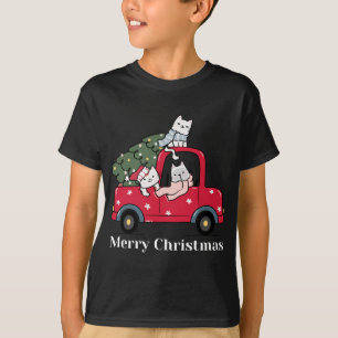 God jul Red Lastbil Cat Lover Pajama T Shirt