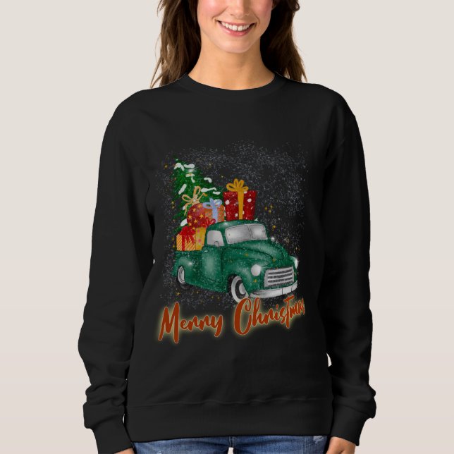 God jul Red Lastbil med Träd Presenter, Julafton, T Shirt (Framsida)