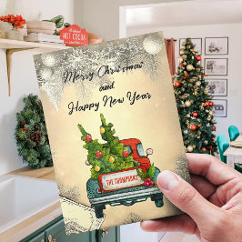 God jul Red Lastbil Träd Gott nytt år Helg Vykort