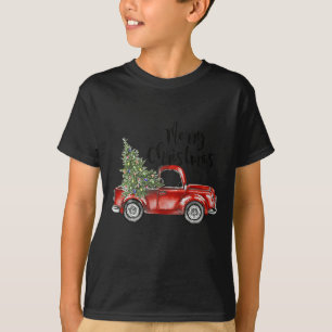 God jul Red Lastbil Träd Light Funny Family T Shirt